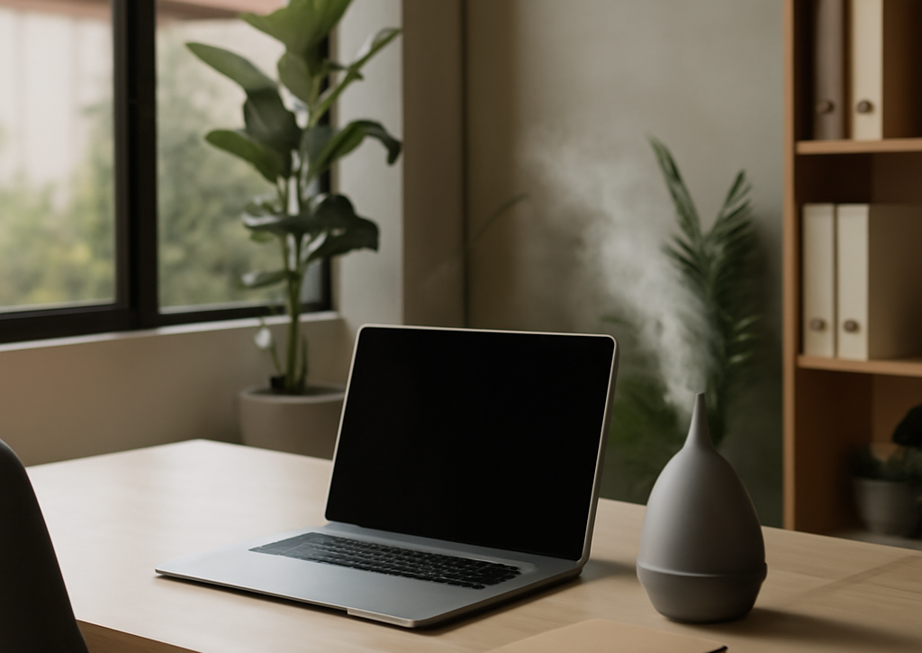 Óleo essencial no umidificador: quando é seguro, quando estraga e como manter conforto no escritório