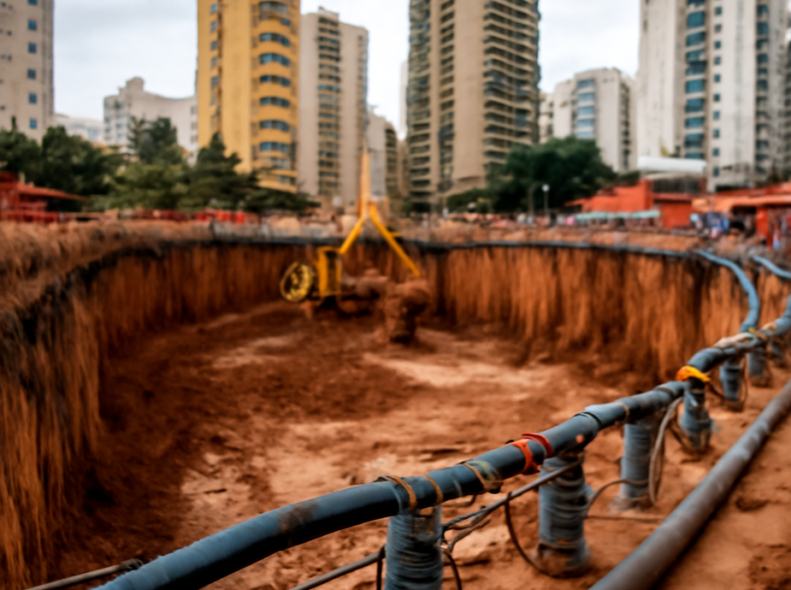 O perigo oculto na escavação de subsolos urbanos sem a gestão do nível d'água